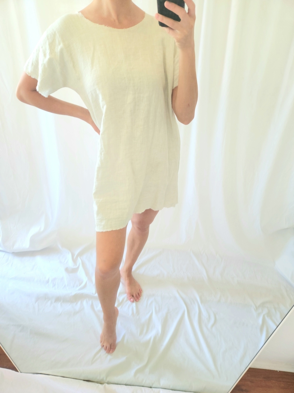 Nordstrom Organic Linen Cream Mini Dress